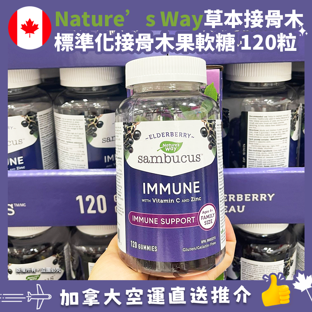 【加拿大空運直送】Nature’s Way Sambucus Immune Gummies  草本接骨木標準化接骨木果軟糖 120粒
