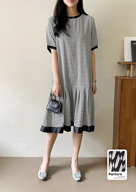 misharp-셀레나 패턴 플리츠 원피스 (2 color)♡韓國女裝連身裙