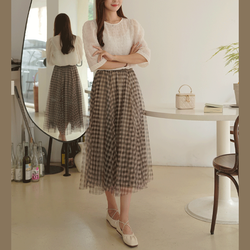 clicknfunny-셀리안 체크샤스커트♡韓國女裝裙
