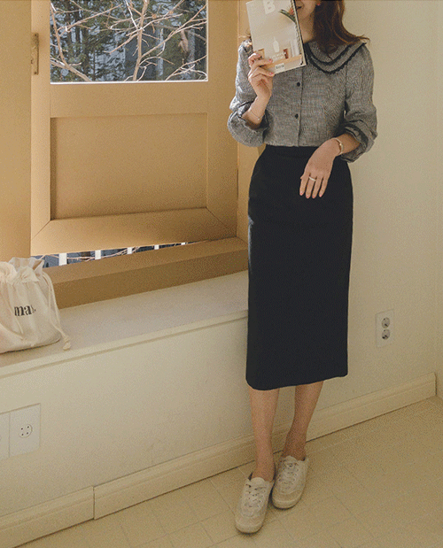 leelin-[블레스 구김제로 스판밴딩 트임 스커트 [size:F(55~66)]♡韓國女裝裙