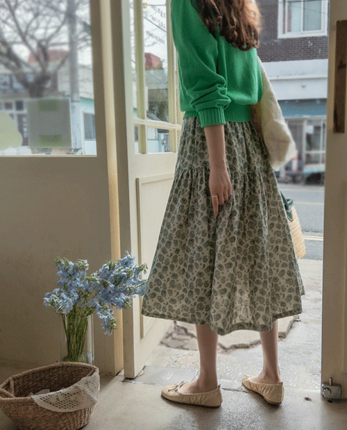 leelin-[매그너 봄페이즐 맵시라인 스커트[size:F(55~66)]]♡韓國女裝裙