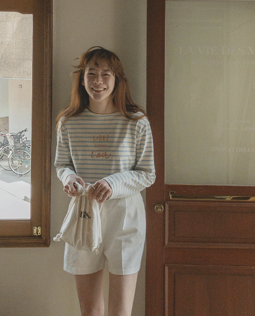 leelin-[마린 고밀도코튼 핀턱3부 팬츠[size:S,M]]♡韓國女裝褲