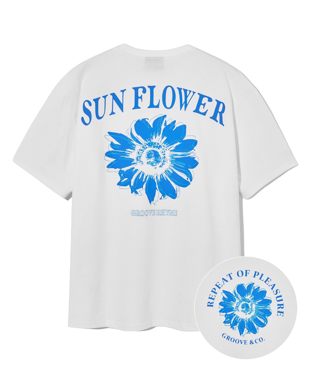 韓國GROOVE RHYME - SUN FLOWER GRAPHIC T-SHIRTS (WHITE)