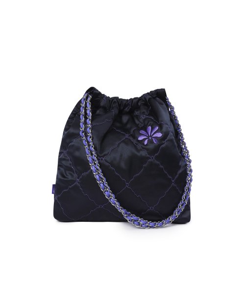 韓國  TIPICOSI - POPPY Quilting Chain Shoulder Bag Black
