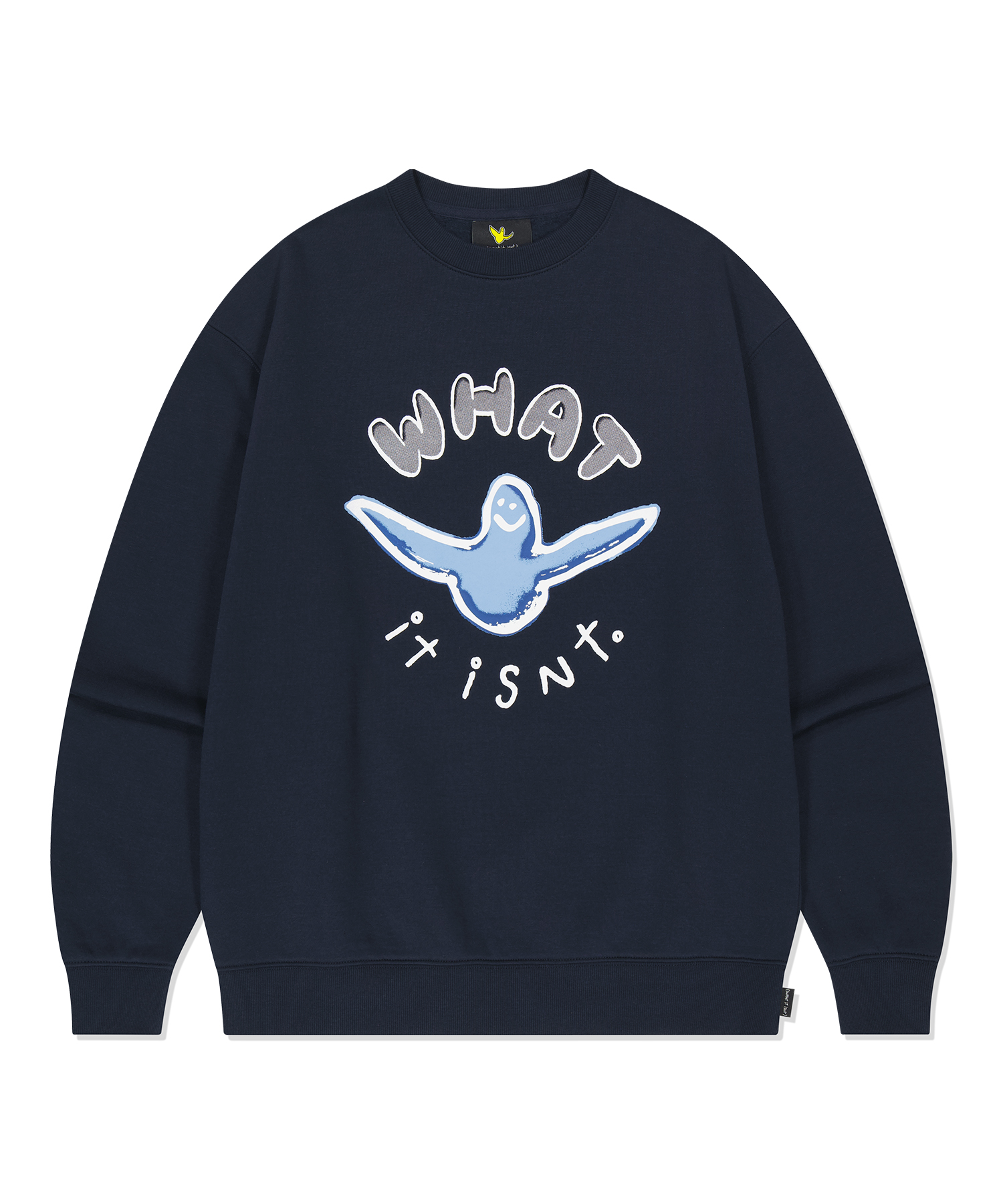 韓國What it isNt-Big Angel Print Sweatshirt Dark Navy
