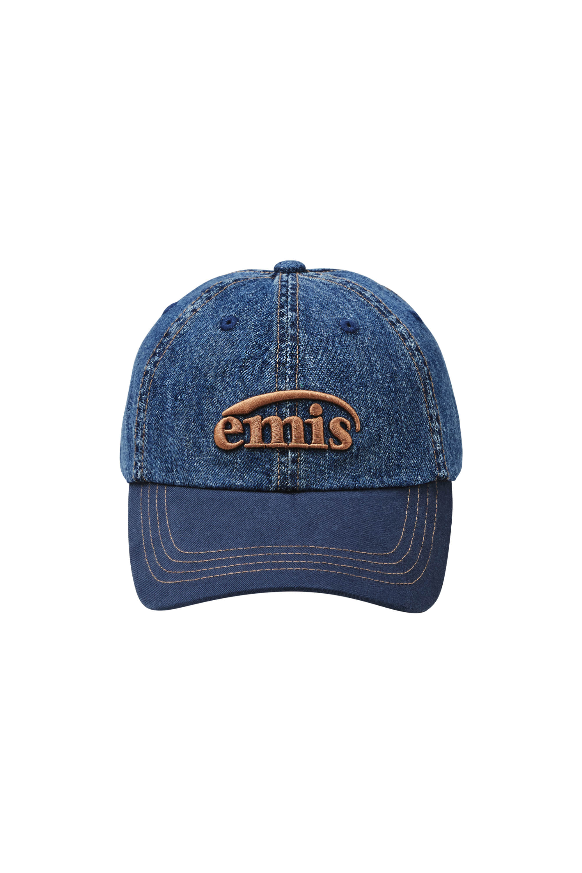 韓國EMIS - WASHED DENIM BALL CAP-BLUE/NAVY 水洗牛仔球帽-藍色/海軍藍