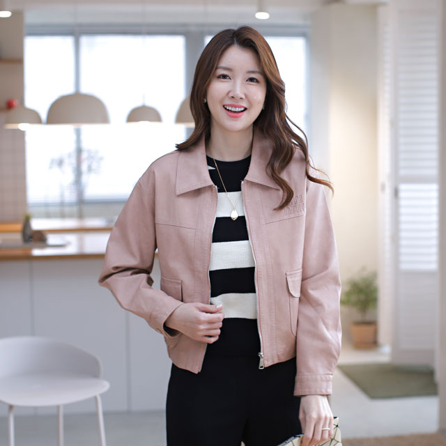 tiramisu - 7001빅포켓카라래더자켓♡韓國女裝外套
