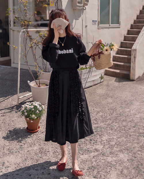 leelin - [로이샤링 부드런 슈가주름 밴드스커트[size:F(55~66)]]♡韓國女裝連身裙