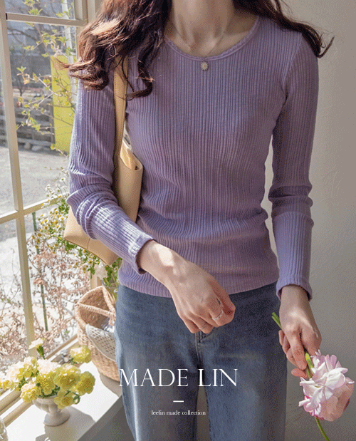 leelin - [MADE LIN젬마골지 미니레스 부드런모달 쫀쫀스판 티[size:F,L(롱/숏)]]♡韓國女裝上衣