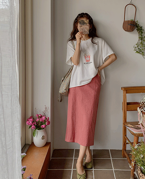 leelin - [톡톡팝콘 진주찡 캐주얼무드 코튼 티셔츠[size:F(55~77)]]♡韓國女裝上衣
