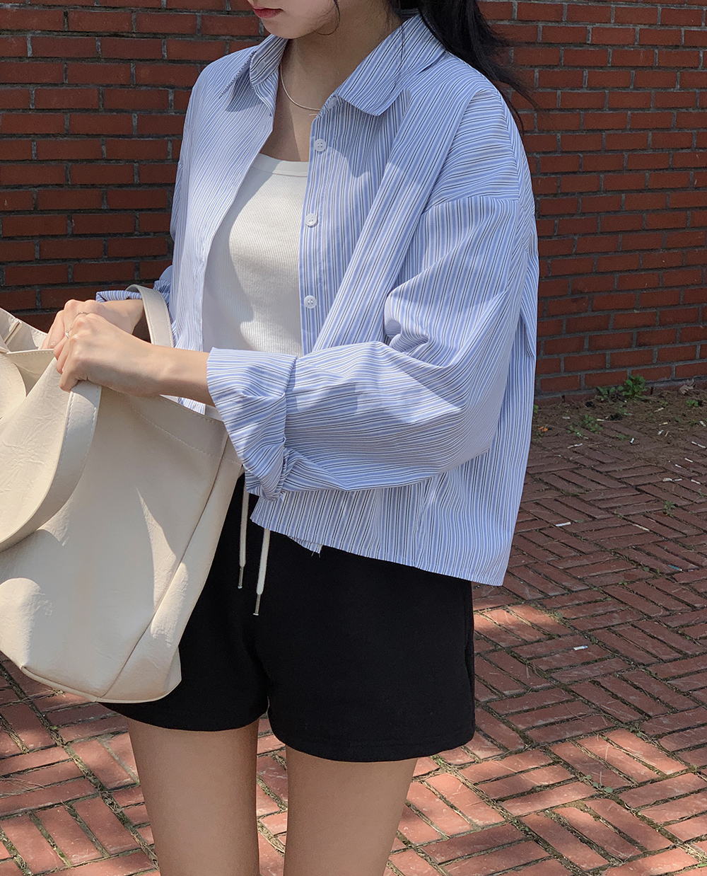 cherrykoko - 애플 스트라이프 셔츠♡韓國女裝上衣