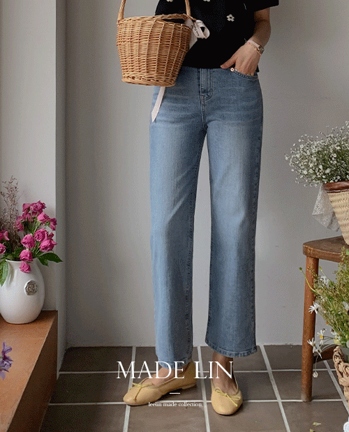 leelin - [[신상 7천원특가][팬츠 맛집][수선없이 예쁜기장] MADE LIN베닝 은은한워싱 히든밴딩 일자핏 팬츠[size:S,M,L,XL]]♡韓國女裝褲