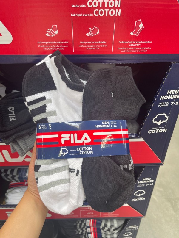 【加拿大空運直送】FILA Men’s Cotton Socks 男士棉襪 (黑、白色/8對裝)
