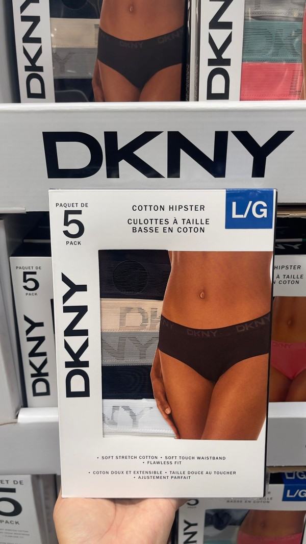 【加拿大空運直送】DKNY Cotton Hipster Culottes Taille Basse EN Cotton 棉質時髦低腰內褲 5 條裝 (黑色 X2/肉色 X1/灰色 X1/白色 X1)