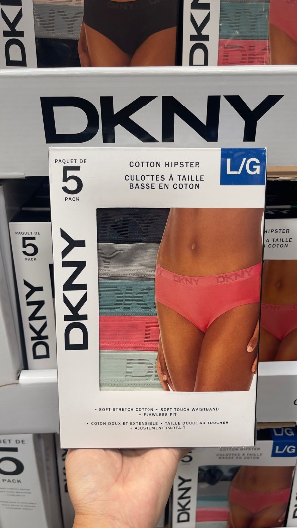 【加拿大空運直送】DKNY Cotton Hipster Culottes Taille Basse EN Cotton 棉質時髦低腰內褲 5 條裝 (黑色 X1/灰色 X1/湖水綠 X1/粉紅色 X1/淺綠色 X1)