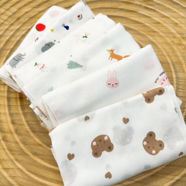 韓國製Le-bebe印花方型紗巾(35cm x 35cm) 10條裝 [款式隨機出貨]