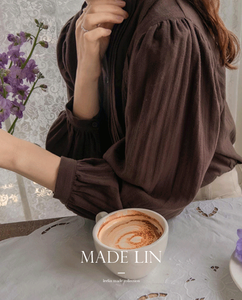 leelin - [[특가 2천원할인]MADE LIN[브라운] 러브샤링 레이스 슈가핀탁 블라우스[size:F(55~66)]]♡韓國女裝上衣